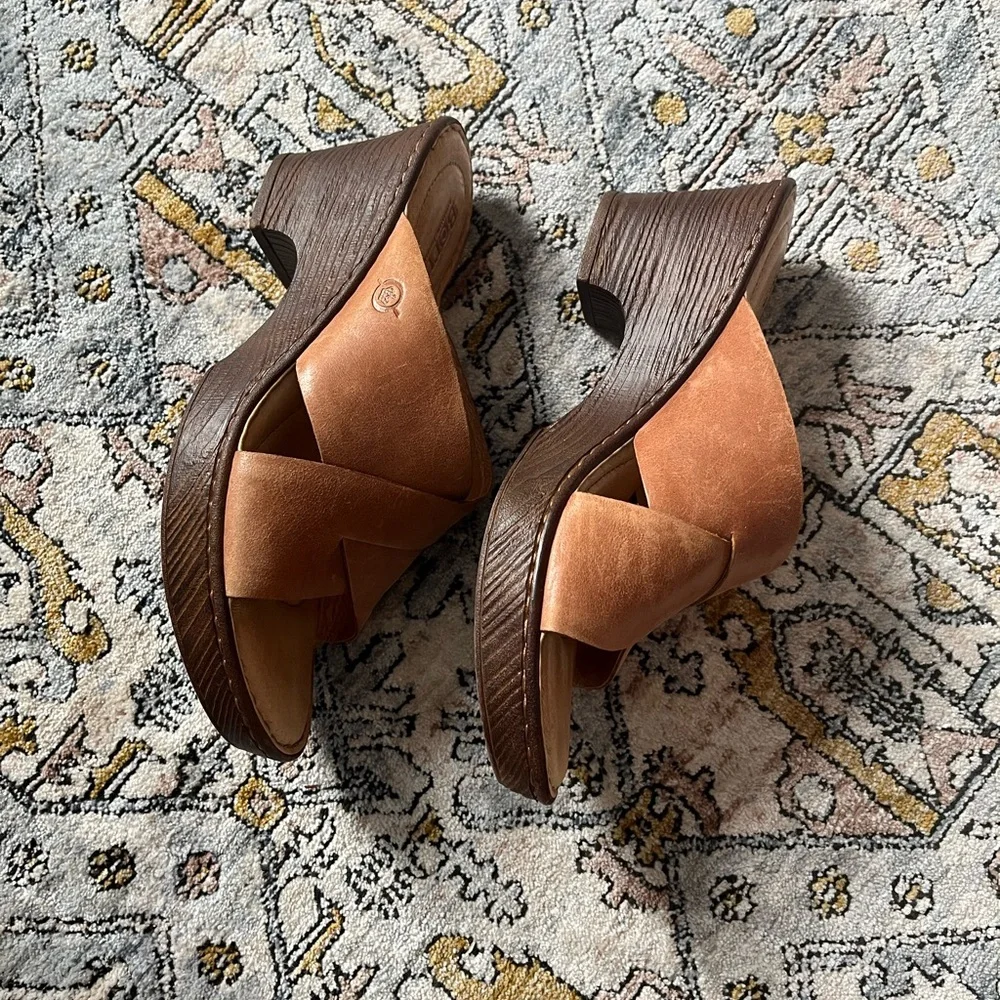 BORN leather heeled clog sandal - Picture 4 of 8